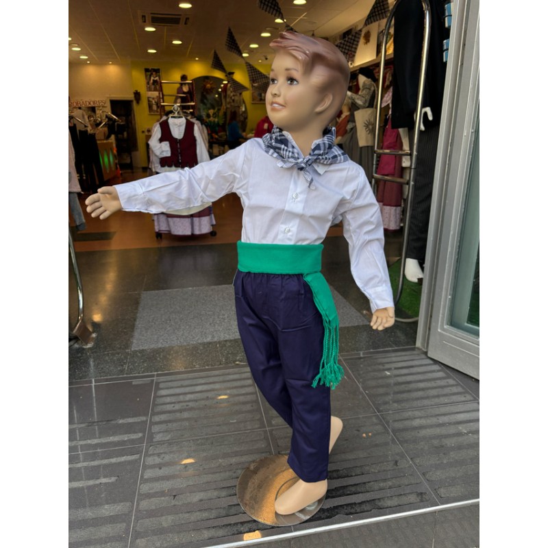 Pack traje vasco infantil completo básico pañuelo, camisa, faja y pantalón O40