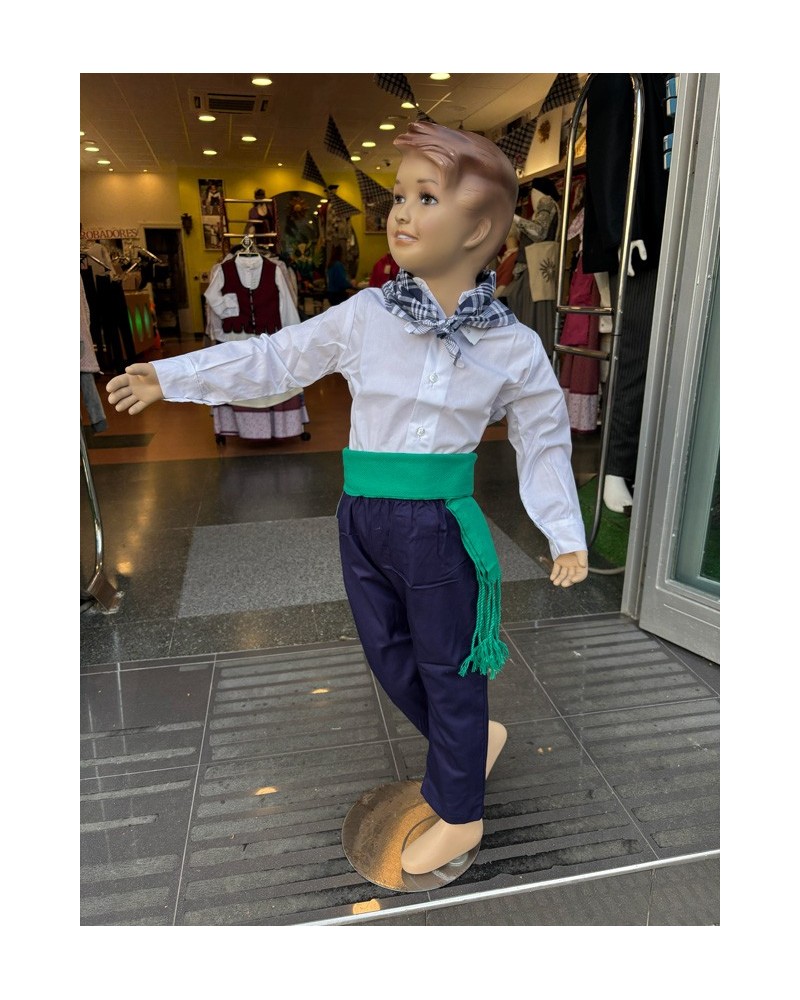 Pack traje vasco infantil completo básico pañuelo, camisa, faja y pantalón O40