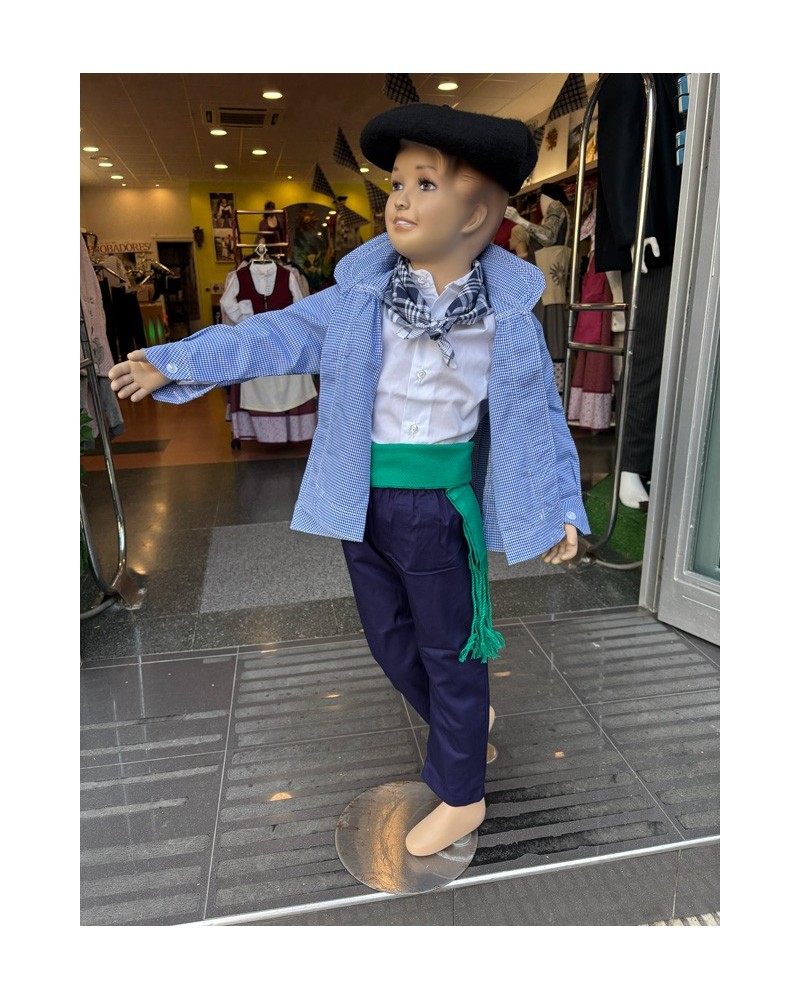 Haurrentzako euskal jantziaren pack urdina oinarrizko vichy osoa