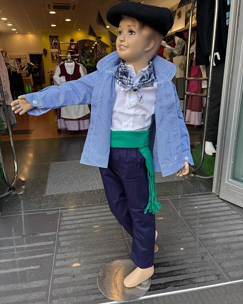 Pack traje vasco infantil azul vichy completo básico