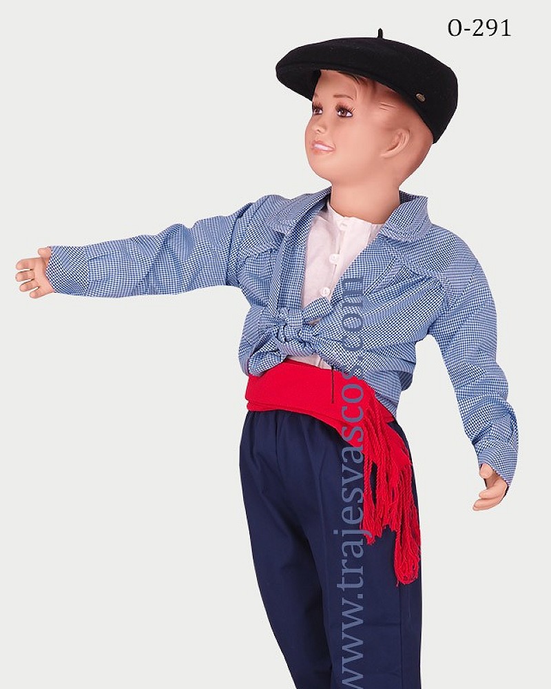 Pack traje vasco infantil azul vichy completo básico