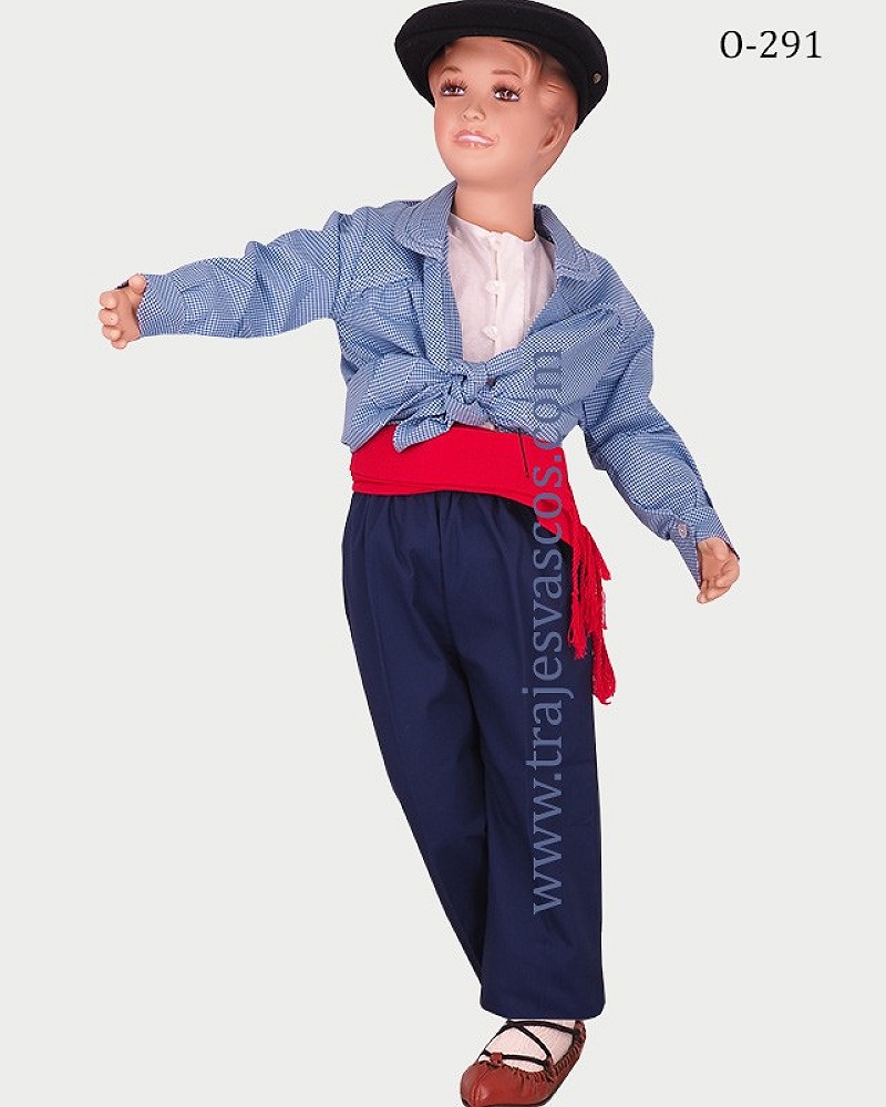 Pack traje vasco infantil azul vichy completo básico