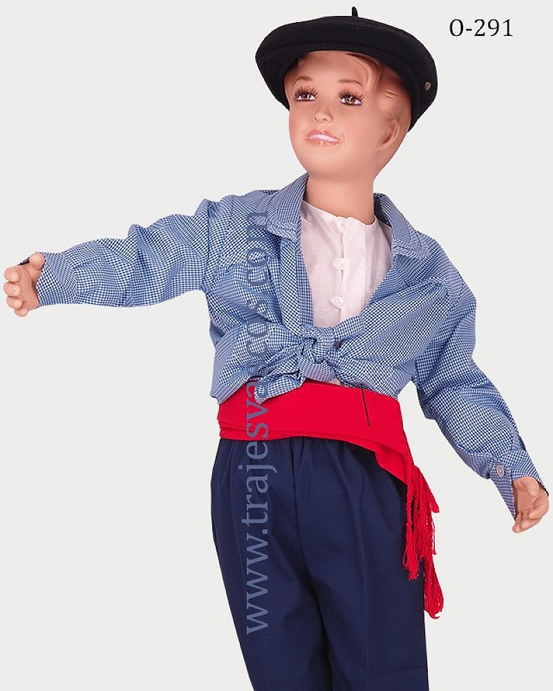 Pack traje vasco infantil azul vichy completo básico