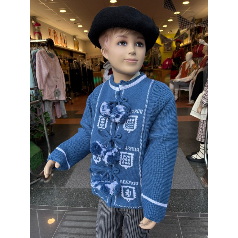 Haurrentzako artilezko euskal jaka urdin berezia