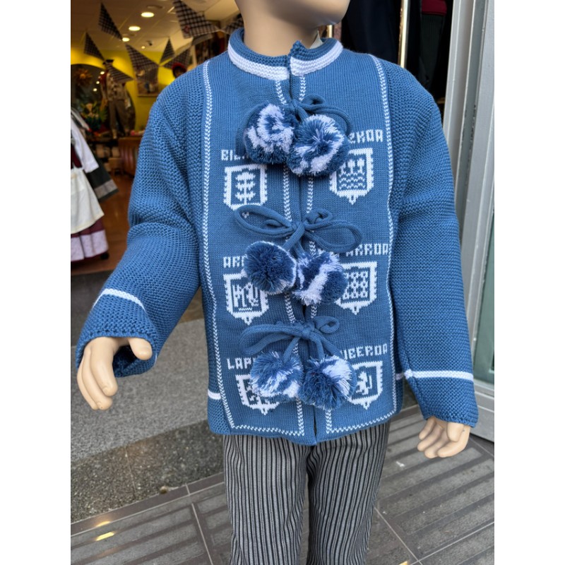 Haurrentzako artilezko euskal jaka urdin berezia