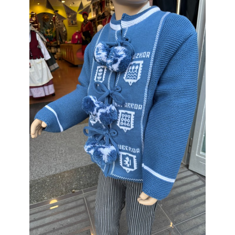 Haurrentzako artilezko euskal jaka urdin berezia