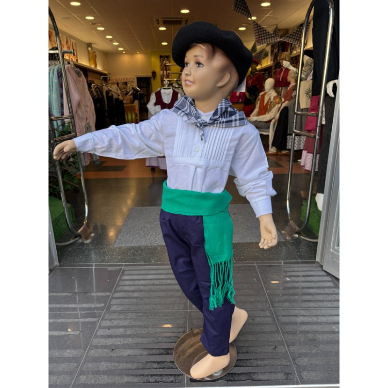 Camisa o blusón blanco vasco para niño O233.