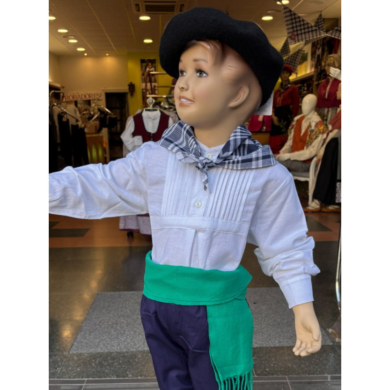 Camisa o blusón blanco vasco para niño O233.