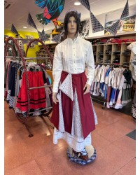 Falda granate de mujer con flores y pañuelo vasco a juego