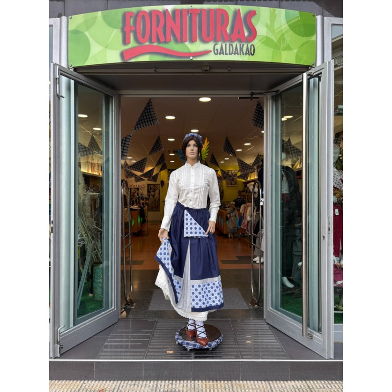 Falda traje vasco mujer azul con eguzkilore M262