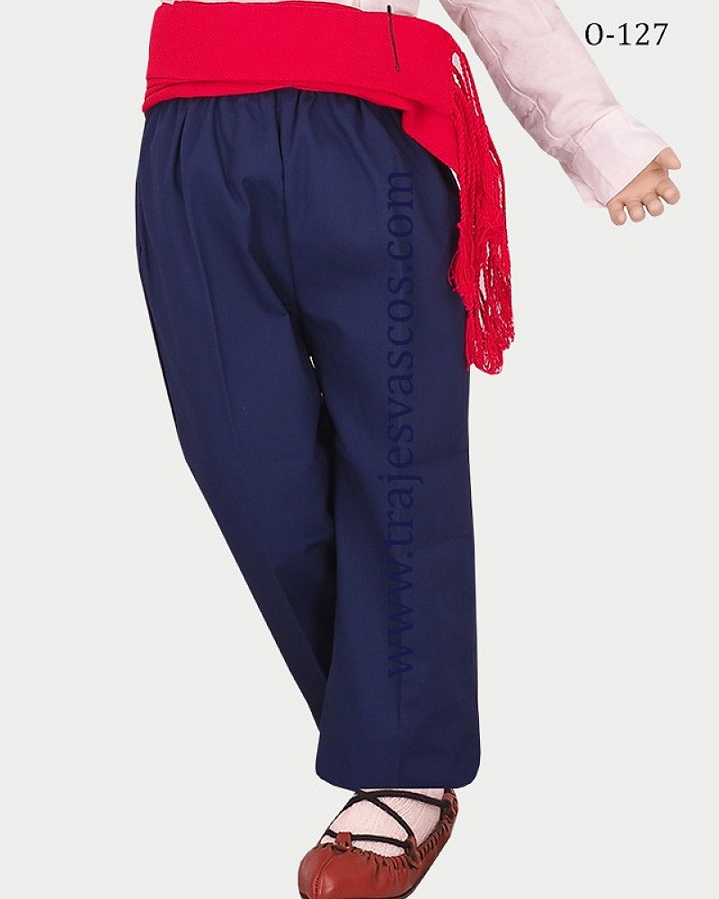 Traje Olentzero niño económico txapela, camisa, gerriko y pantalon Mahón