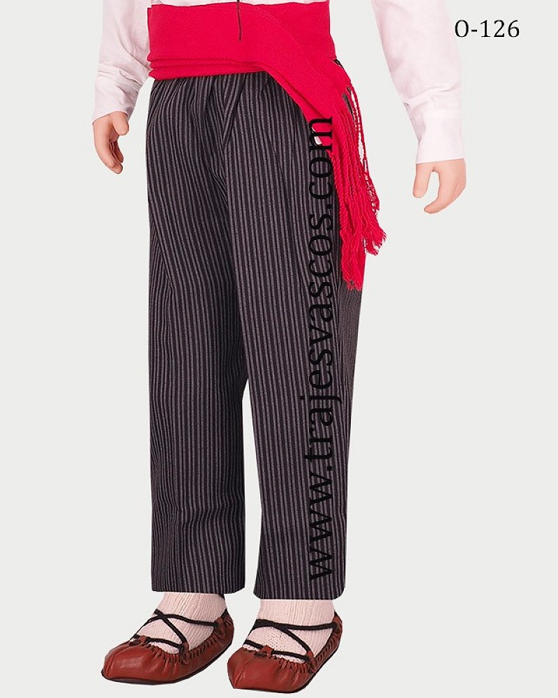 Traje vasco niño estilo blusón negro - txapela y pantalón de rayas