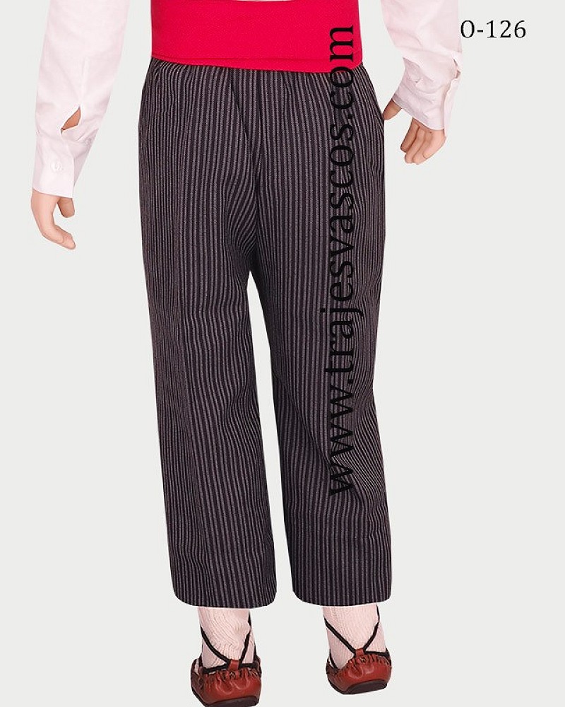 Traje vasco niño estilo blusón negro - txapela y pantalón de rayas