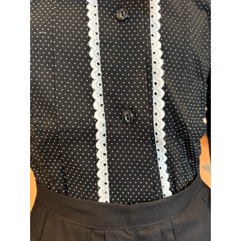 Conjunto Vasco de Niña Mota con Blusa Falda Pañuelo y Delantal