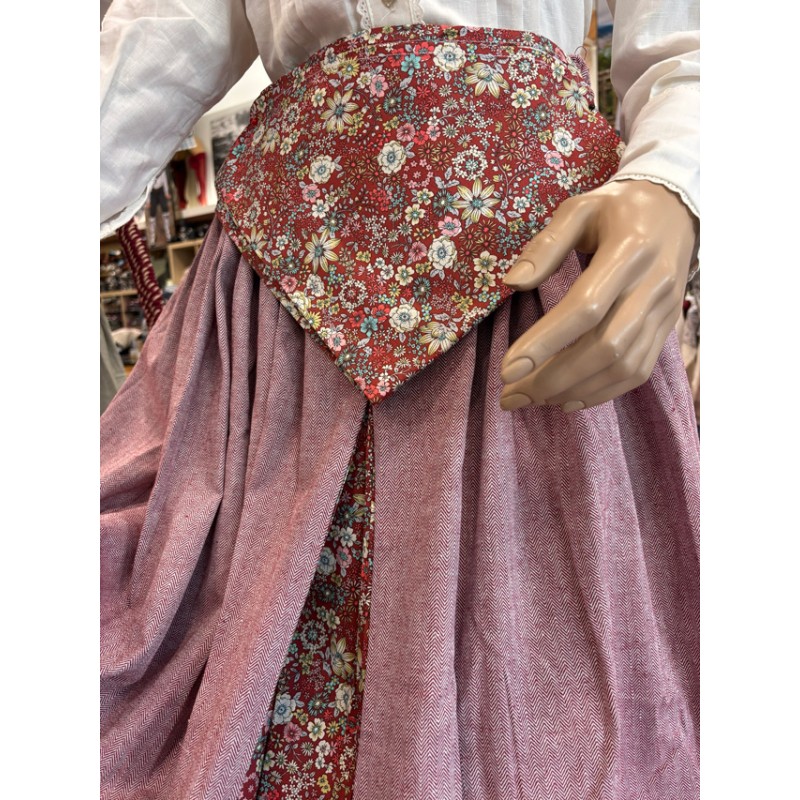 Falda Granate con Pañuelo a Juego para Traje Vasco de Mujer