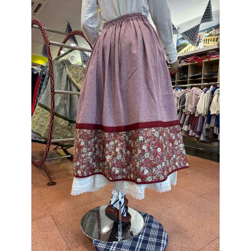 Falda Granate con Pañuelo a Juego para Traje Vasco de Mujer