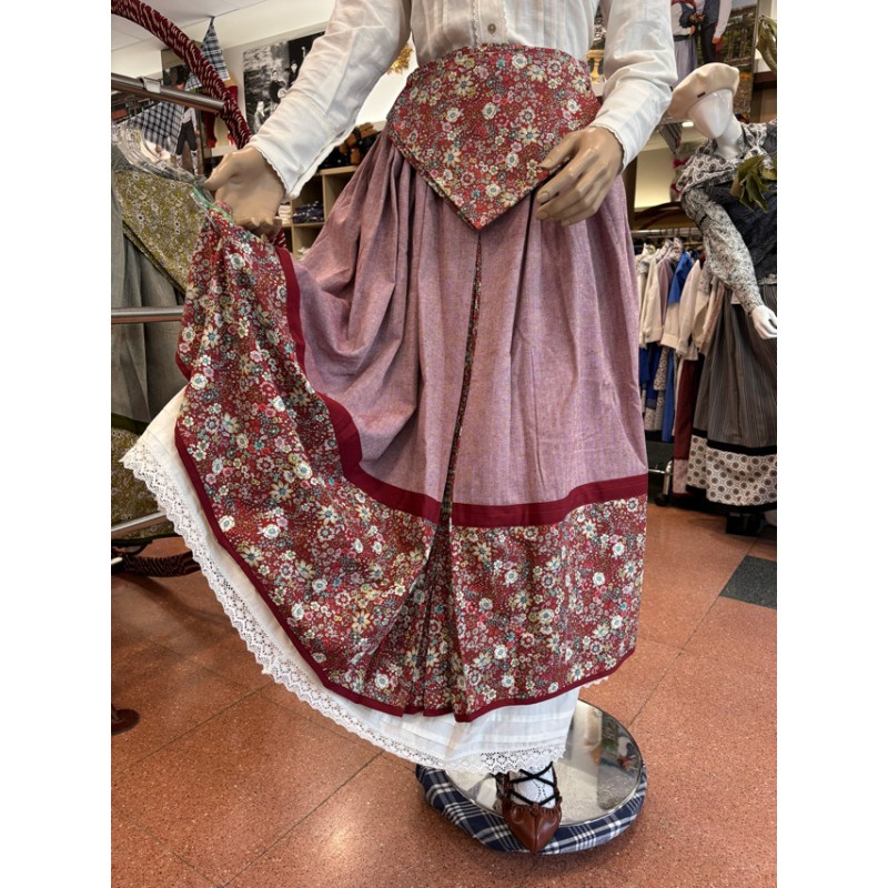 Falda Granate con Pañuelo a Juego para Traje Vasco de Mujer