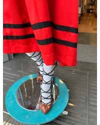 Falda Tradicional Vasca Roja Poxpolina con Dos Ribetes Negros