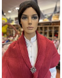 Toquilla vasca de mujer fucsia de pico en punto tradicional