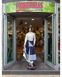 Falda traje vasco mujer azul con eguzkilore M262