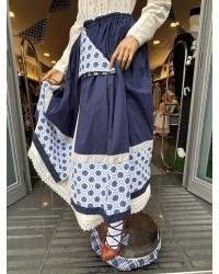 Falda traje vasco mujer azul con eguzkilore M262