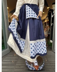 Falda traje vasco mujer azul con eguzkilore M262