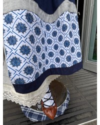 Falda traje vasco mujer azul con eguzkilore M262