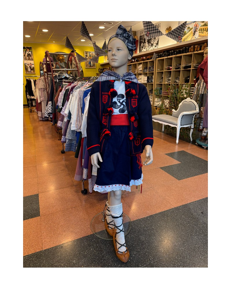 Pack traje vasco de niña con chaqueta mendigozal azul marino