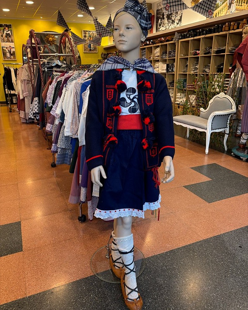 Pack traje vasco de niña con chaqueta mendigozal azul marino
