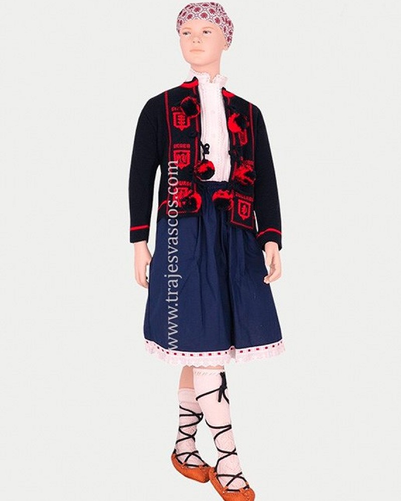 Pack traje vasco de niña con chaqueta mendigozal azul marino