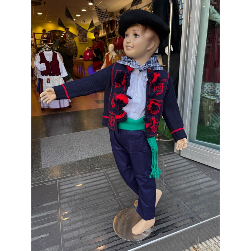 Pack traje vasco de niña con chaqueta mendigozal azul marino