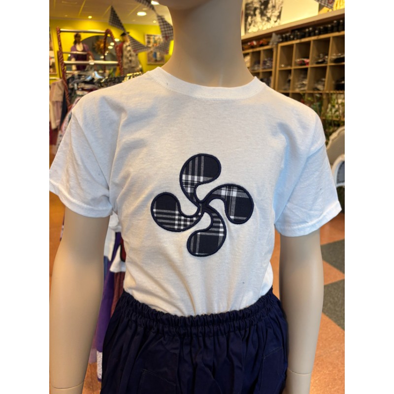 Pack básico de traje vasco de niña con pañuelo azul y falda mahón