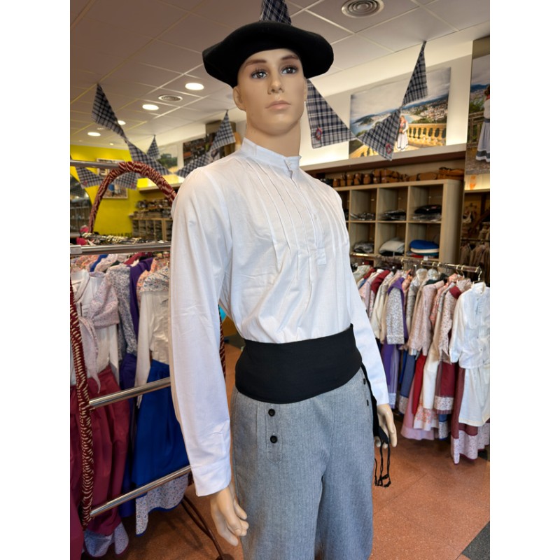 Camisa de aldeano blanca con lorzas para hombre