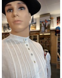 Camisa blanca con laburus bordados gris de calidad superior