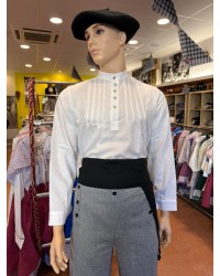 Camisa blanca con laburus bordados gris de calidad superior