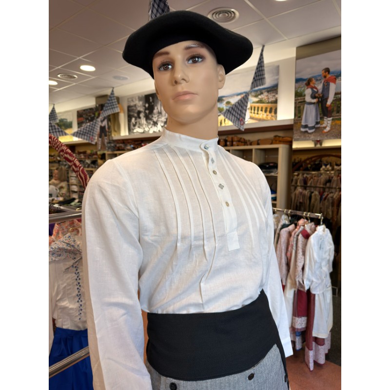 Camisa blanca con laburus bordados gris de calidad superior