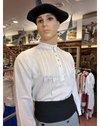 Camisa blanca con laburus bordados gris de calidad superior