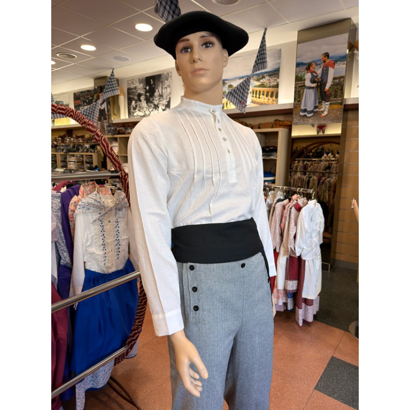 Camisa blanca con laburus bordados gris de calidad superior