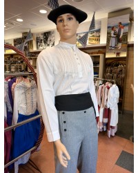 Camisa blanca con laburus bordados gris de calidad superior