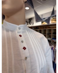 Camisa blanca con laburus bordados granate de calidad superior