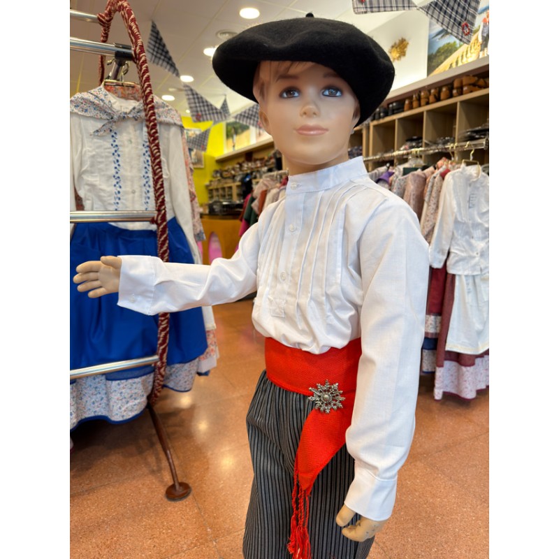 Camisa o blusón blanco vasco para niño O233.