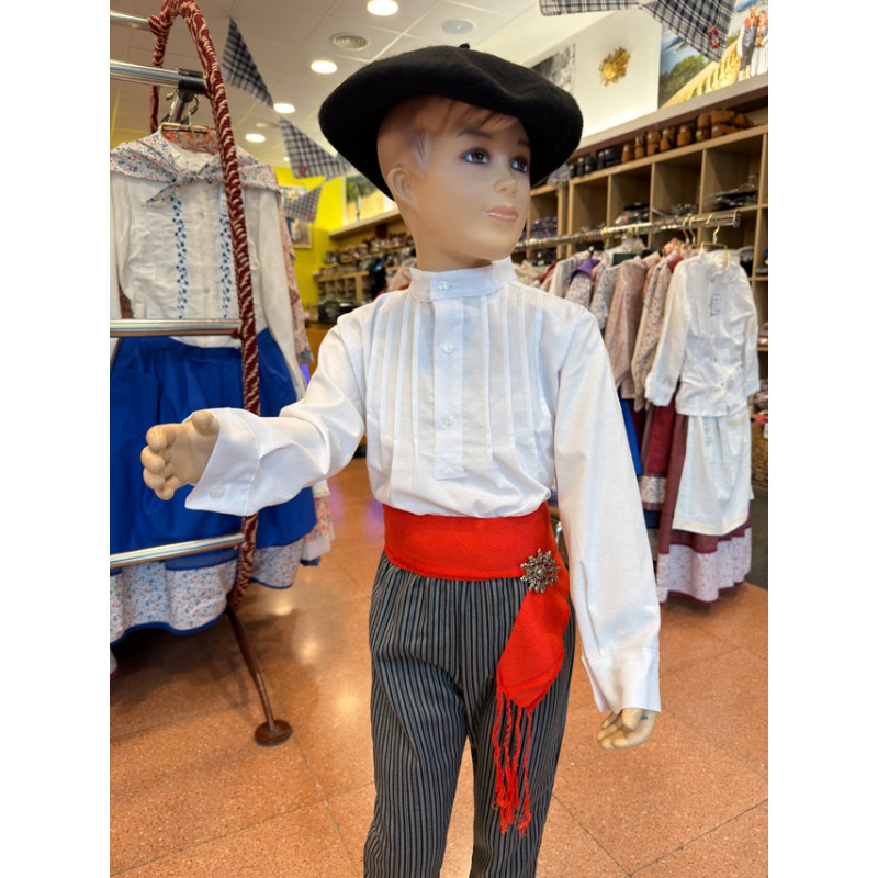 Camisa o blusón blanco vasco para niño O233.