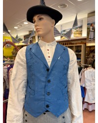 Chaleco vasco de hombre azul adamascado tradicional