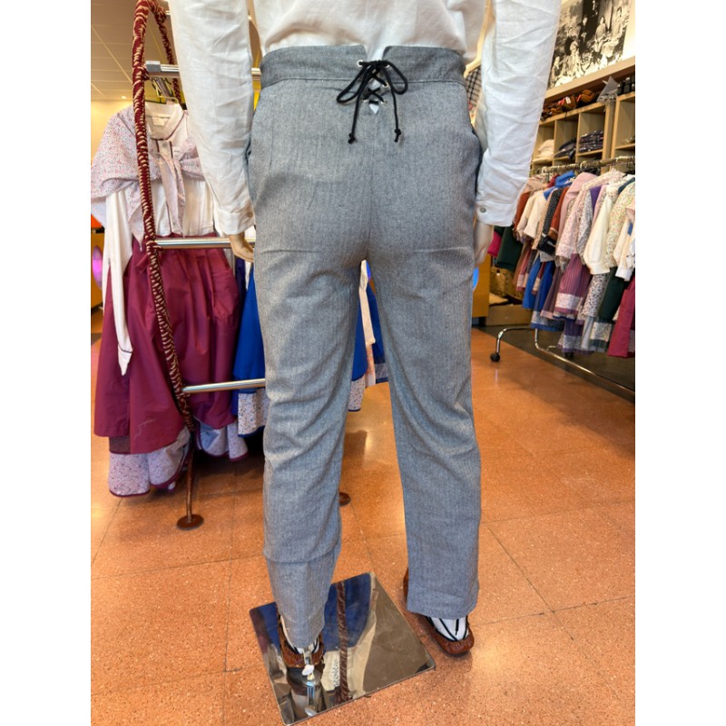 Pantalón vasco gris de calidad superior con botones tradicionales