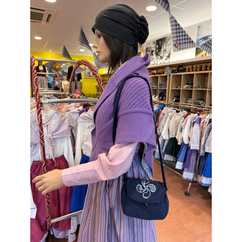 Bolso Azul Mahón con Laburu Bordado 15 x 15