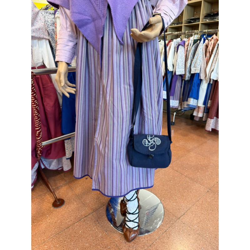 Bolso Azul Mahón con Laburu Bordado 15 x 15