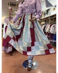 Falda vasca patchwork granate tradicional euskal Jantziak