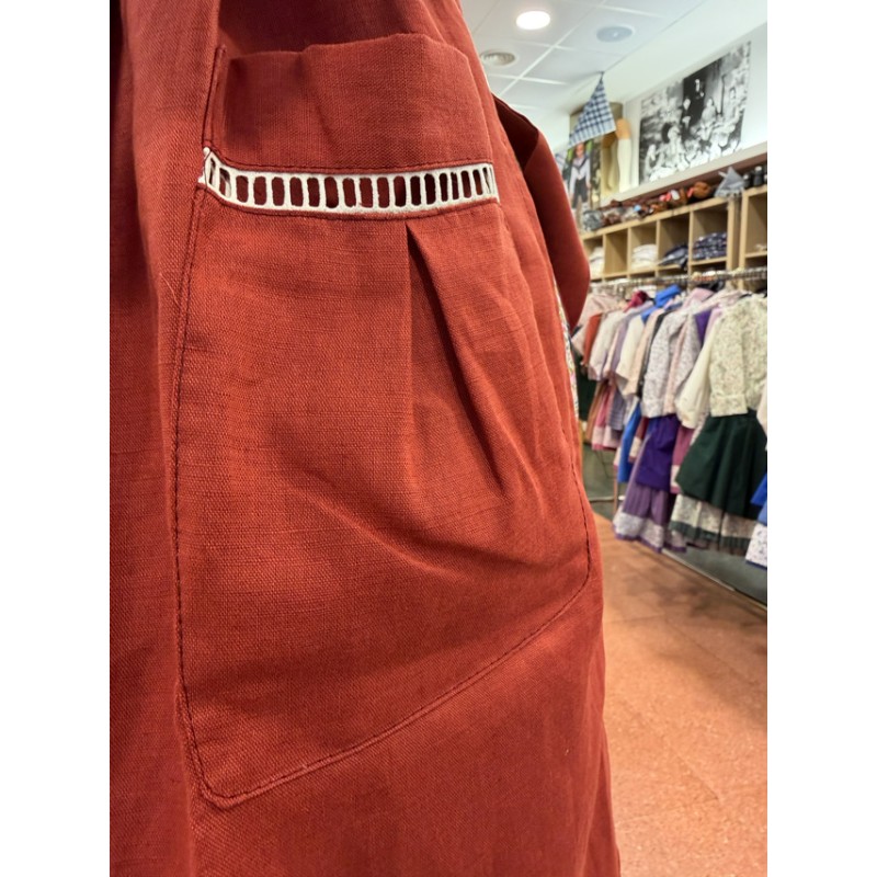 Delantal de lino teja tradicional vasco