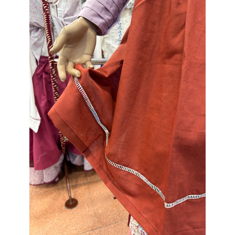 Delantal de lino teja tradicional vasco