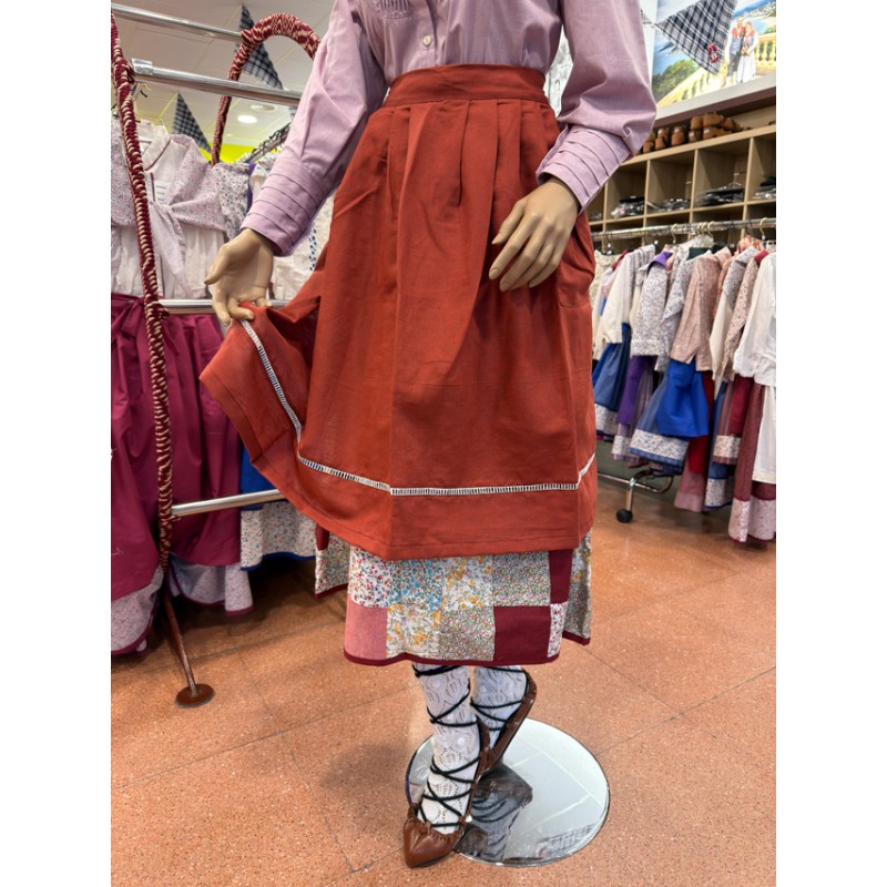 Delantal de lino teja tradicional vasco